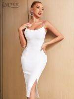 ZZOOI Adyce Spaghetti Strap Midi Womens Dress 2022 New Summer Sexy Sleeveless White Chains Fashion Celebrity Club Party Elegant Dress