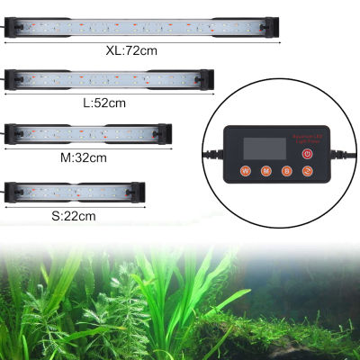 โคมไฟตู้ปลา LED แบบตั้งเวลาได้พร้อมวงเล็บขยายได้จอแสดงผลดิจิตอลแบบปรับสีได้