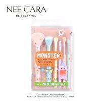 N1967 MONSTER NEECARA BE COLORFUL 6 PIECE BRUSH SET &amp; COSMETIC BAG นีคารา บี คัลเลอร์ฟูล ผลิตภัณฑ์แปรงแต่งหน้า