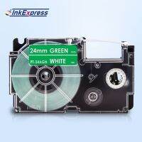 24mm White on Green XR-24AGN Tape Compatible CASIO XR-24AGN XR 24AGN Label Tape Printer Ribbon For CASIO Label Maker KL-E300