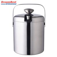 ❤️ Dream Best Ice Bucket,Insulated Stainless Steel Double Walled Ice Bucket With Lid,Stainless Steel Ice Tongs -1.8L-Silver