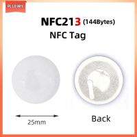 PLLEWY 50pcs กลมกลมๆ ป้าย NFC 13.56MHz เส้นผ่าศูนย์กลาง25มม. สติกเกอร์213 ใช้งานได้จริง ฉลาก NFC213 สำหรับ Huawei Share ios13ทางลัดอัตโนมัติส่วนบุคคล คัดลอกป้ายโคลน