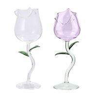 【CW】✁  Rose-Shaped Wine Glasses Cocktail Cups Glass With Stem 150/400ml