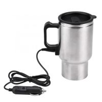 60W 12V 450ml Electric Water Kettle Stainless Steel Car Heating Cup Coffee Tea Car Cup Mug Travel Water Coffee Milk Thermal Mug