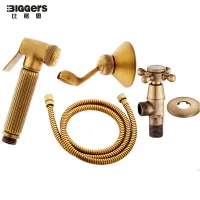 Biggers โถสุขภัณฑ์ทองแดงสีบรอนซ์แบบสำเร็จโบราณห้องน้ำมือถือในห้องน้ำชุดฝักบัวด้วยวาล์วนางฟ้า