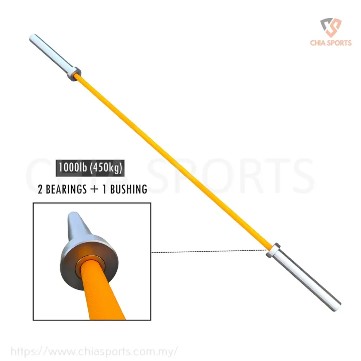 YELLOW 15kg Olympic Barbell 2.01m 5cm Max Load 1000lb Woman Long ...