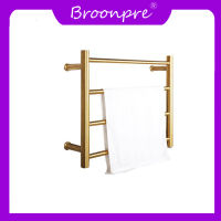 BROONPRE  ราวตากผ้าไฟฟ้าสีทอง,ราวไฟฟ้า4บาร์ชั้นตากผ้าสแตนเลส304สำหรับห้องน้ำ