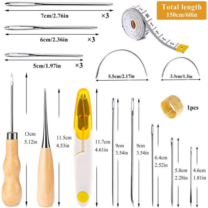 lmdz-30ชิ้น-leathercraft-จักรเย็บผ้าเบาะชุดซ่อมโค้งเข็มเย็บผ้าเทปวัดสำหรับหนังจักรเย็บผ้าซ่อมเย็บเล่ม