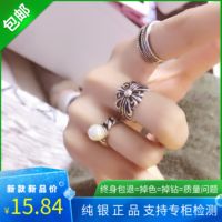 Chrome Hearts1❖✓ S925 sterling silver ring female Japanese and Korean hipster cross mens student Thai silver fresh ring retro style