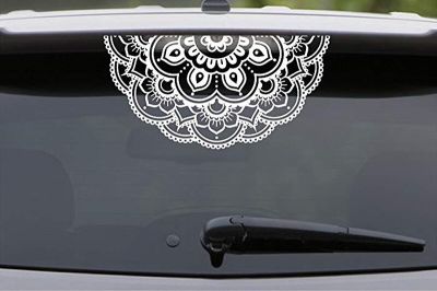 Car Window Decal Half Mandala Vinyl Wall Sticker Home Decoration Car Half Mandala Mural Removable Bohemian Design Poster MA49