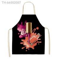 ☃ Nail Polish Lipstick Cosmetics Cartoon Illustration Sleeveless Apron Kitchen Home Cleaning with Cooking Accessories Apron