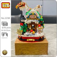 LOZ 1238 Merry Christmas Tree House Santa Claus Snowman Music Box Model DIY Mini Blocks Bricks Building Toy for Children no Box