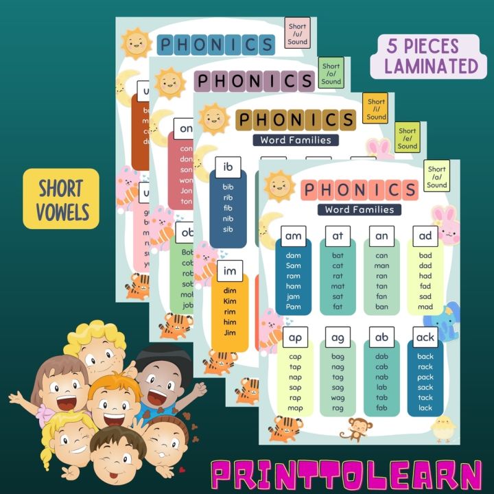 ⭐Bundle Charts⭐ PHONICS WORD FAMILIES SHORT LONG VOWELS (AEIOU ...