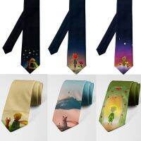 Fashion Little Prince Art Print 8CM Slim Business Tie Daily Date Holiday Party Gift Tie Starry Night Trend Shirt With Men Tie Nails Screws Fasteners