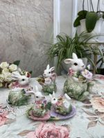 hotx【DT】 European painted rabbit ceramic sugar jar kettle Pretzel seasoning furnishings home decorations