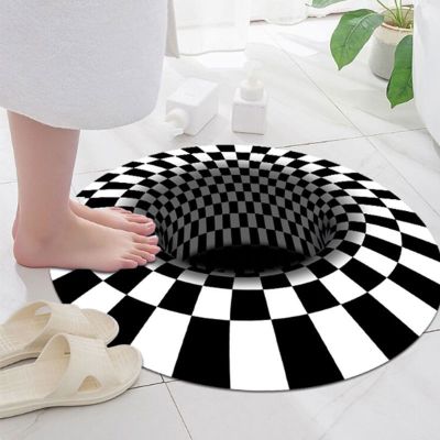 （A SHACK） 3D RoundIllusion Anti SlipRoom RugFloor พรมเช็ดเท้า ForRoom ห้องนอน BedsideHome Decor