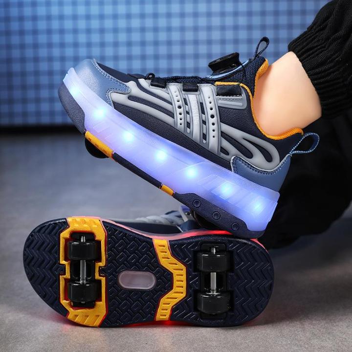 รองเท้ากีฬาล้อผู้หญิง-heelys-4รองเท้าล้อพ่วง-รองเท้า-led-แบบชาร์จไฟได้-รองเท้าล้อเด็ก-ไฟที่มีสีสัน-รองเท้าส่องสว่างสำหรับเด็กหญิงและเด็กชาย-รองเท้าสเก็ตบอร์ดพ่อแม่และลูก