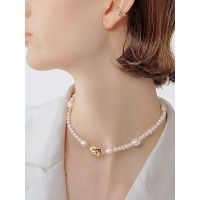 Baroque Freshwater Pearl Necklace Womens French Retro Light Luxury Collarbone Chain Autumn And Winter Sweater Chain Necklace