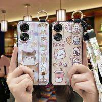 Kickstand Soft case Phone Case For OPPO A78 4G Durable Waterproof Shockproof Cartoon ring Lanyard Dirt-resistant Cute