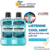 Combo 2 chai nước súc miệng Listerine Cool Mint diệt khuẩn giữ hơi thở