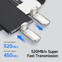 MOVESPEED USB3.2 Solid State Pendrive AES256และการเข้ารหัสลายนิ้วมือ520เมกะไบต์วินาที USB Type C Gen 2แฟลชไดรฟ์1TB 512GB 256GB 128GB