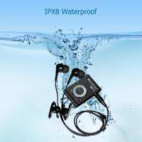 MP3เพลงสเตอริโอ Walkman IPX8กันน้ำ HiFi MP3เพลงสเตอริโอพร้อมคลิปวิทยุ FM แบตเตอรี่โพลีเมอร์แบบชาร์จไฟได้สำหรับว่ายน้ำวิ่งขี่