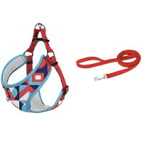 【jw】卐 Dog Harness with 1.2m Rope Set Adjustable Mesh Breathable Colorful Doodle Type Chest for Medium Dogs