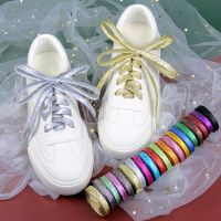 【A Creatively】 1คู่เชือกผูกรองเท้าแบนแฟชั่นเงินสเตอร์ลิงสีเงินเชือก110ผู้ใหญ่ Unisex Laces