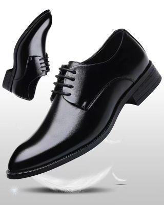 New business casual formal leather shoes Mens top layer cowhide comfortable black single shoes Mens fashionable small leather