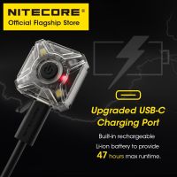 NITECORE ไฟวิ่งไฟหน้าชาร์จได้สัญญาณไฟ NU05 USB-C แหล่งกำเนิดแสงหลายจุดสำหรับกระเป๋าปั่นจักรยานเดินสุนัขกลางแจ้ง