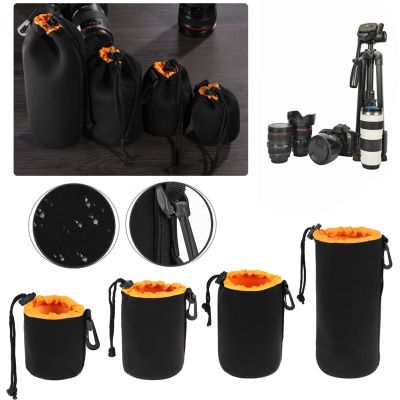 กระเป๋าเลนส์กล้องถ่ายรูปนีโอพรีนเนื้อนุ่มกันน้ำมีเชือกผูกสำหรับ Canon Sony Nikon DSLR เลนส์กล้องถ่ายรูปเคสกระบอกเลนส์