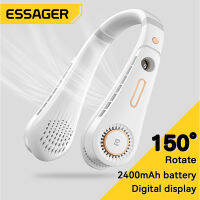 Essager พัดลมคล้องคอ ปรับความเร็วได้ 5 ระดับ 150°พัดลมดิจิตอล หมุนได้ 2400Mah สองด้าน ขนาดเล็ก x1