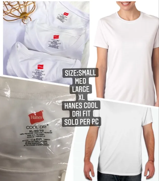 Hanes Tagless Cool-Dri White T-Shirt, Choose your Size sold per pc,USA ...