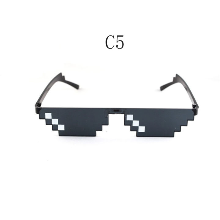 square-lattice-mosaic-pixel-frameless-sunglasses-party-show-thug-life-personality-glasses-unisex-two-dimensional-funny-cool-activity-for-men-women-hip-hop-eyewear
