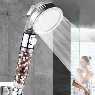 CIFbuy Bathroom 3-Function SPA shower head with switch on/off button high Pressure Anion Filter Bath Head Water Saving Shower