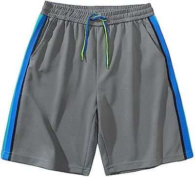 Mens Stylish 3 Stripes Leisure Shorts Breathable Relaxed Track Shorts Lightweight Quick Drying Beach Shorts