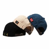 Autumn Winter Retro Men Women Adjustable Hat Brim Corduroy Brimless Hats Rolled Cuff Men Docker Caps bonnets for men beanies