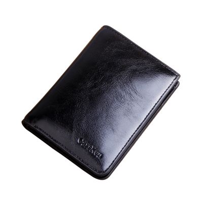 【JH】New Oil Wax Leather Men Wallet Fashion Short Bifold Card Holder Casual Soild Men Purse With Coin Pocket Male Zipper Money Bag