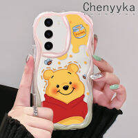 Chenyyyka S23ปลอกสำหรับ Samsung บวก S23อัลตร้าเคสลายหมีน้ำผึ้งสีสันสดใสน่ารักเนื้อครีมนิ่มเคสมือถือกันกระแทกแบบใสที่สร้างสรรค์ปลอกป้องกันซิลิโคนโปร่งใสลายกล้องถ่ายรูป