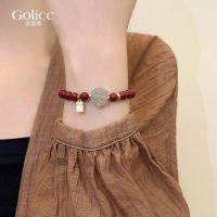 High-end fashion original new product peach blossom jade natural cinnabar bracelet for women niche exquisite light luxury beaded bracelet 2023 new national style bracelet