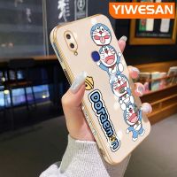 YIWESAN เคสสำหรับ Vivo V11i Z3 Z3i ลายการ์ตูนโดราเอมอนบางหรูหรารูปแบบขอบสี่เหลี่ยมเคสมือถือชุบโลหะนุ่มคลุมทั้งหมดเคสป้องกันเลนส์กล้อง