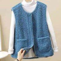 Lamb Plush Vest Women S Fur One-Piece Waistcoat Jacket Solid Color Zipper Style With Warm Vest