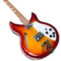 มาใหม่ Rickenbacker 381กีตาร์ไฟฟ้าเชอร์รี่ Sunburst กึ่งกลวงร่างกาย Humbucker โชคโครเมี่ยมฮาร์ดแวร์ที่มีคุณภาพสูง