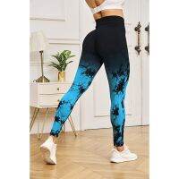 【YD】 Tie Dye Leggings Workout Pink Waist Pants Scrunch Butt Lifting Elastic Tights Trousers