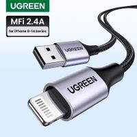 สาย USB Mfi Ugreast สำหรับสายเคเบิลข้อมูลโทรศัพท์ Ipad Mini สายชาร์จไฟเร็ว2.4A สำหรับ14 13 12 Pro สูงสุด