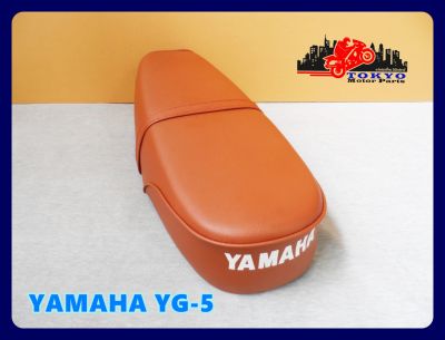 YAMAHA YG5 DOUBLE SEAT COMPLETE "BROWN" with "RED" STITCHING // เบาะรถมอเตอร์ไซค์ สีน้ำตาล ผ้าเรียบ ด้ายแดง สินค้าคุณภาพดี