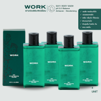 4 ขวด : สบู่อาบน้ำ ลดสิว ผด ผื่น ร้อน กลิ่นตัว WORK DAY1 Body Wash PH5.5 Balance &amp; Soap Free ลด รักษาการอักเสบของสิว ผลัดผิว เพิ่มความชุ่มชื้น