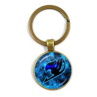 【DT】Fairy Tail Keychain Guild Logo Tattoo Badge Glass Keyring Key Chain Ring Anime Fashion Jewelry Wholesale hot