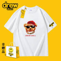 Drew Doll ร่วมแบรนด์ใหม่บุคลิกภาพสนุกหมีคู่แขนสั้นเสื้อยืดฤดูร้อน Ins แบบเดียวกับผู้ชายและผู้หญิง