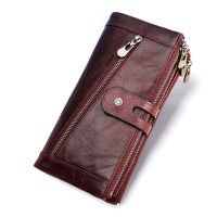 CONTACTS Long Wallet Men Genuine Leather Clutch Wallets Rfid Money Bag with Phone Pocket Quality Card Holder Male Coin Purses
